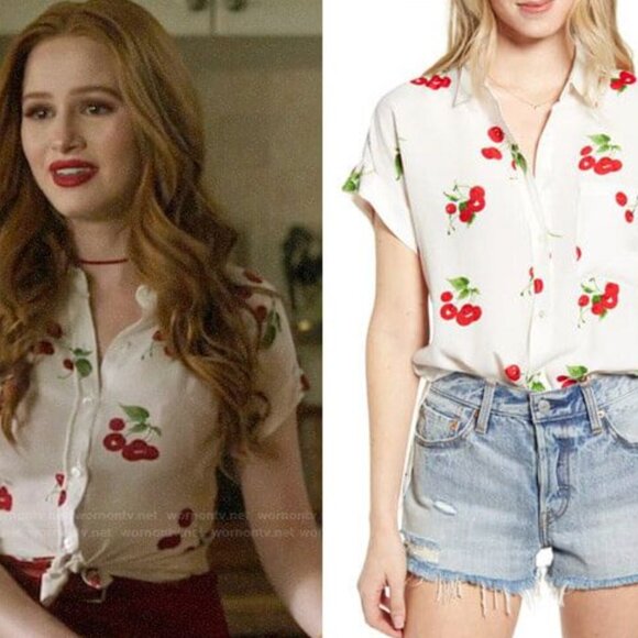 Rails Whitney Cherry Bloom Short Sleeve Button Down Retro Tops Size Medium - Picture 2 of 7